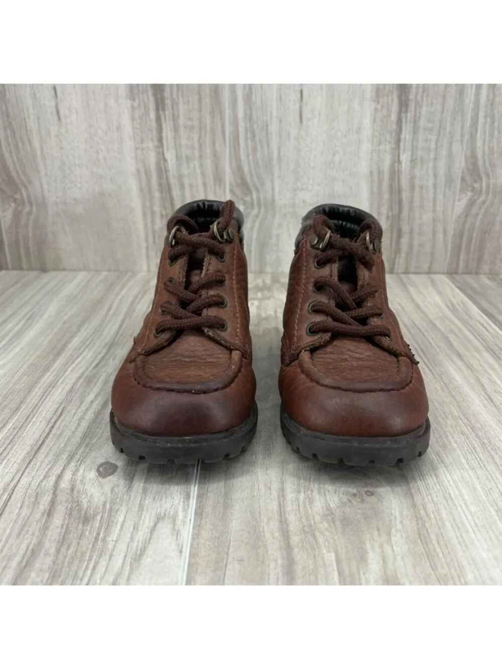 Jumping Jacks Boots Kids Toddler 6.5 M Vintage Brown Leather Moc Toe Work Boots